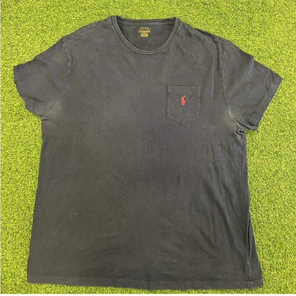 Polo Ralph Lauren Mens XL Black Classic Fit Pocket T-Shirt Red Pony Logo Cotton